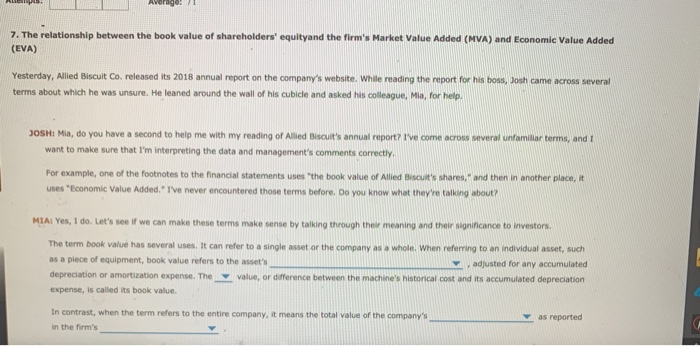  verage: 7. The relationship between the book value of shareholders' equityand