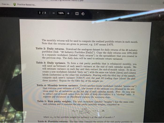 sample. B Create a similar plot that shows the risk parity portfolio