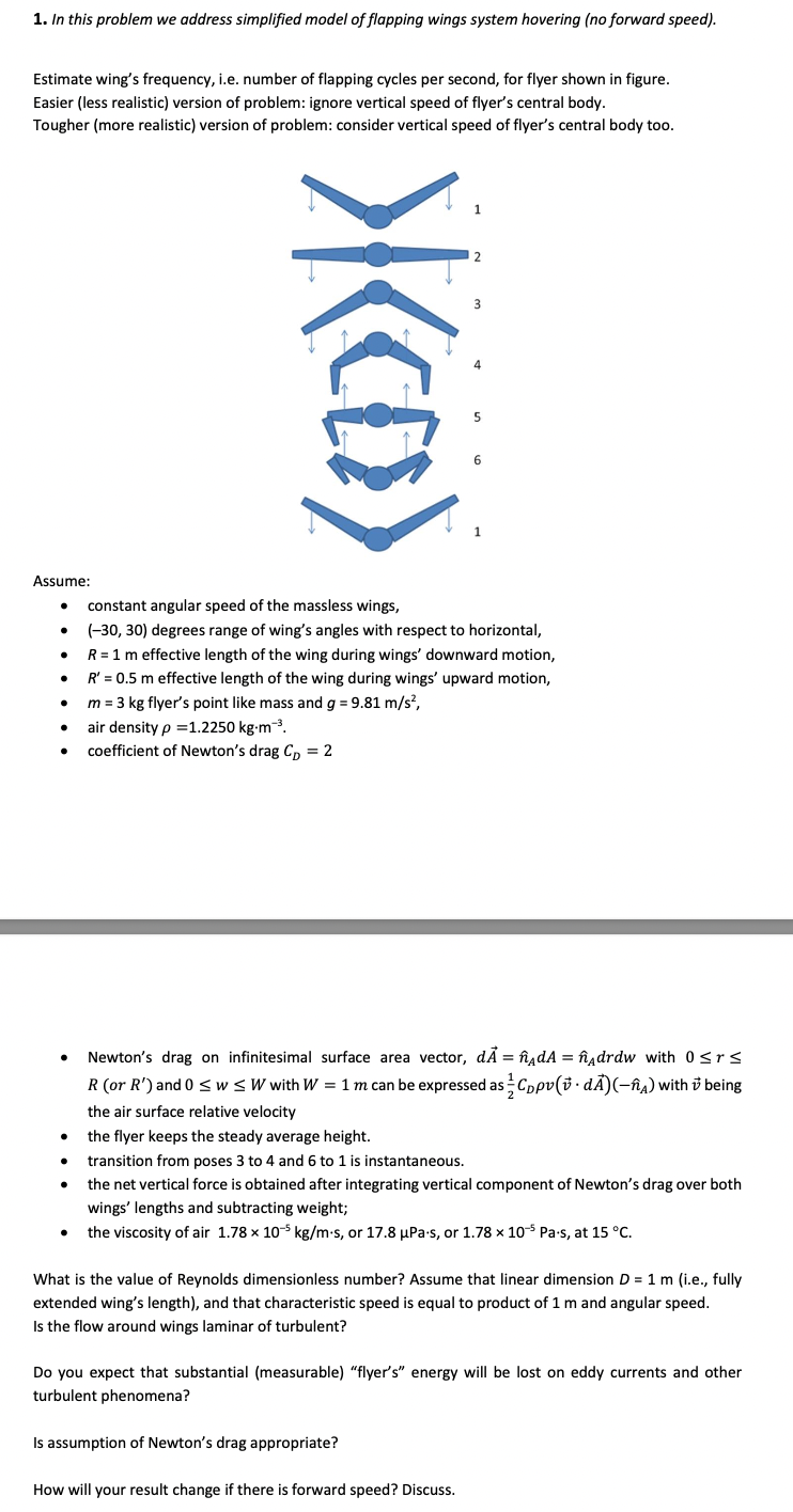  1. In this problem we address simplified model of flapping wings
