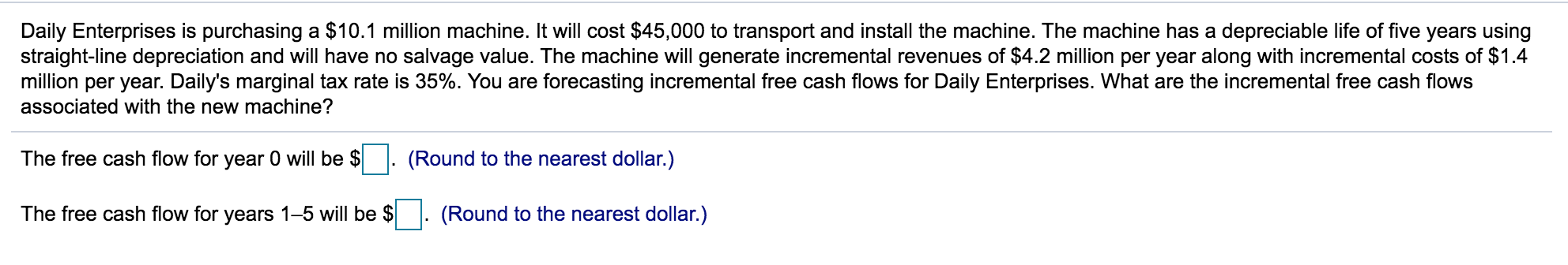  Daily Enterprises is purchasing a $ 10.1 million machine. It will