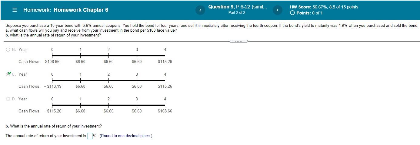  = Homework: Homework Chapter 6 Question 9, P 6-22 (simil... Part