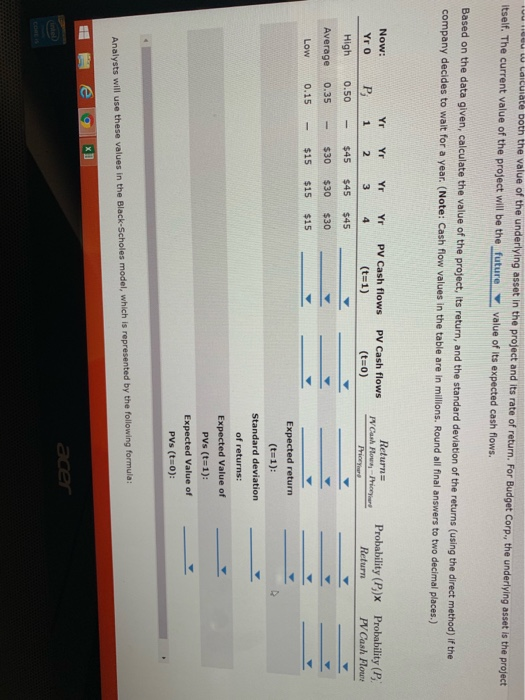 timing option Option analysis involves gathering significant amounts of information, synthesizing the