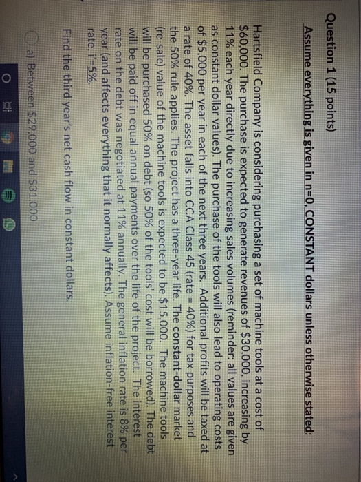  Question 1 (15 points) Assume everything is given in n=0, CONSTANT