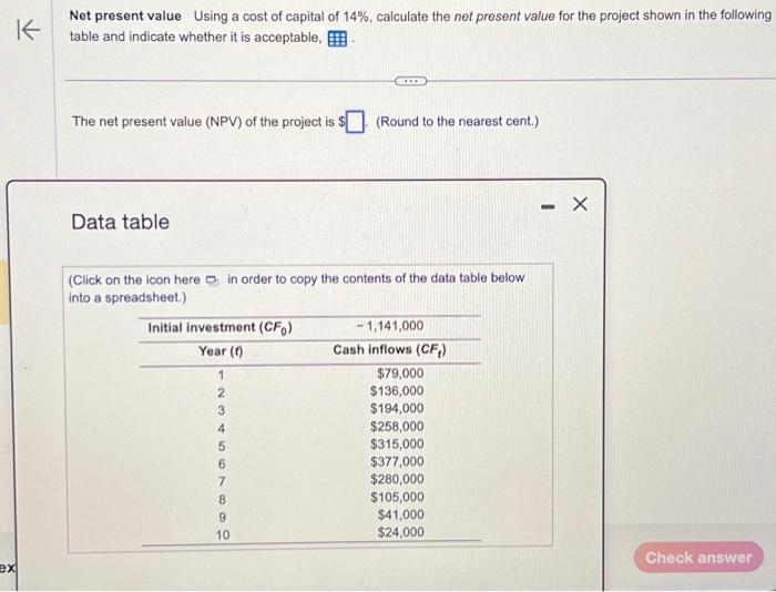 help me solve the four steps to this homework problem Net present