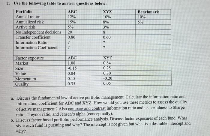  Benchmark 10% 5% 2. Use the following table to answer questions
