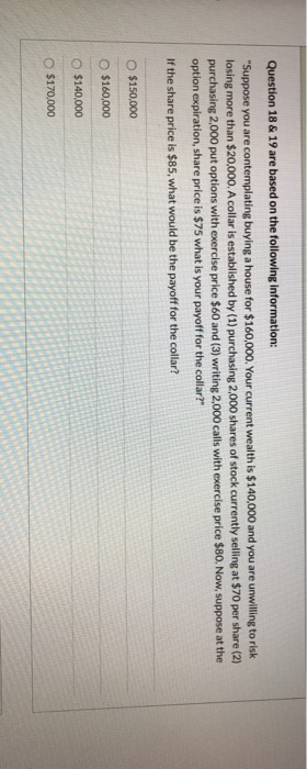  Question 18 & 19 are based on the following information: Suppose
