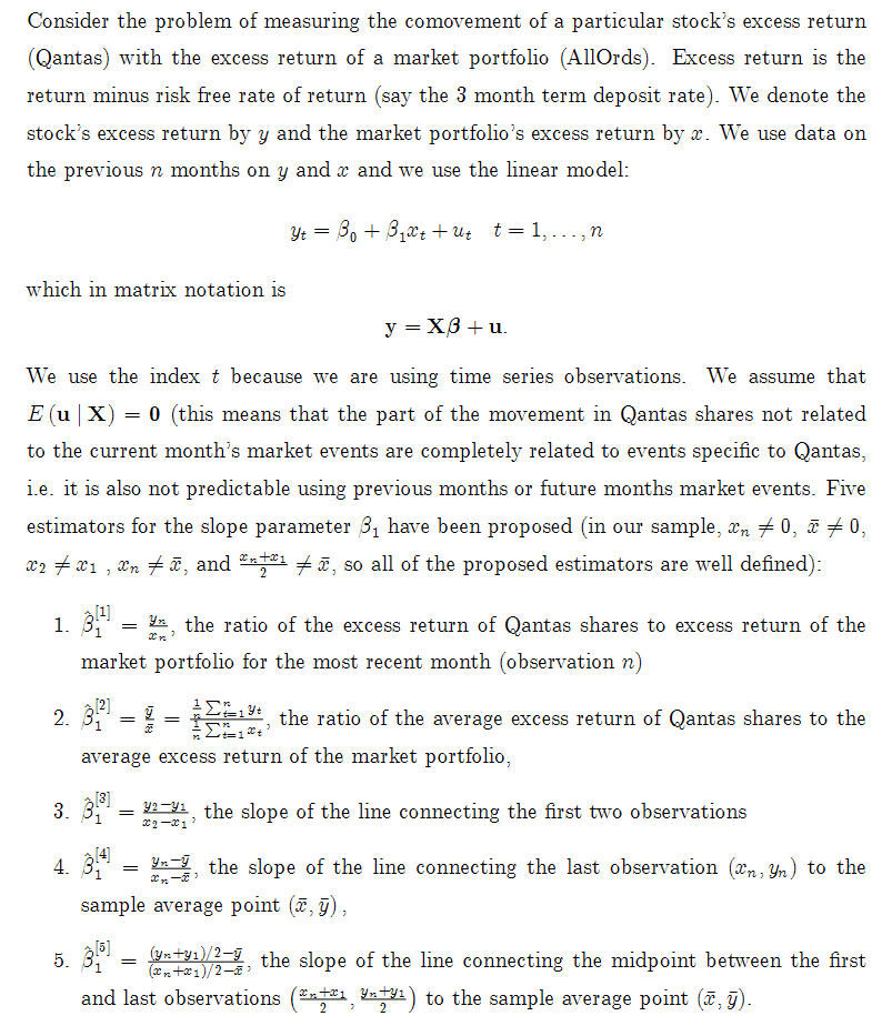 Express all the above estimators as B1 plus some additional terms