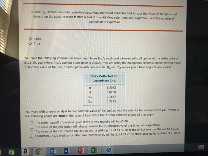  TT, and Ile, sometimes called primitive securities, represent variables that impact