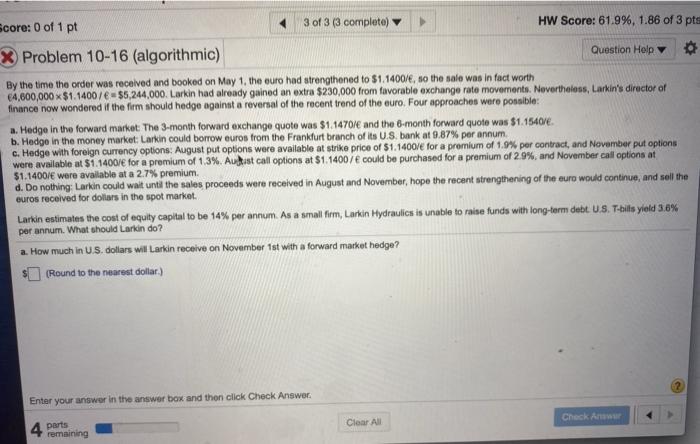Help Larkin Hydraulics. On May 1, Larkin Hydraulics, a wholly owned subsidiary
