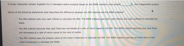 are reinvested at a rate equal to the project's IRR. However, in