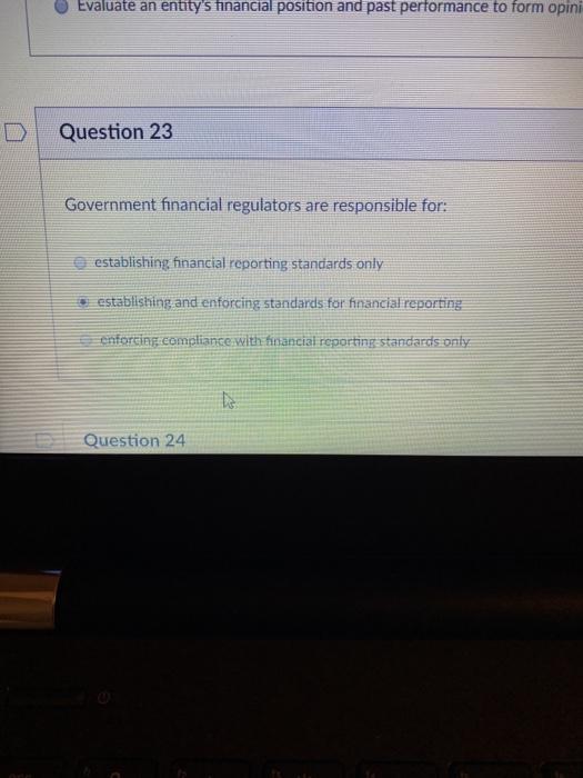  Evaluate an entity's financial position and past performance to form opini