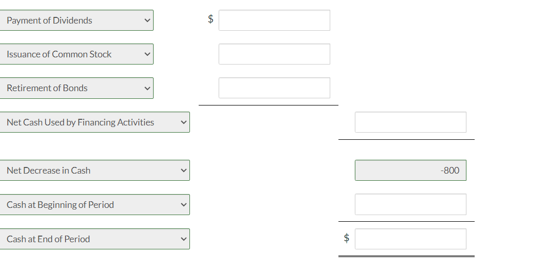 Company Statement of Cash Flows For the Year Ended December 31, 2020