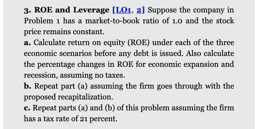 and a total market value of $185,000. Earnings before interest and taxes,