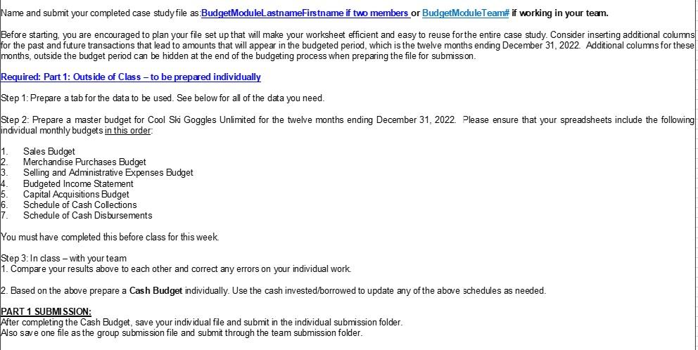  Name and submit your completed case study file as BudgetModuleLastnameFirstname if