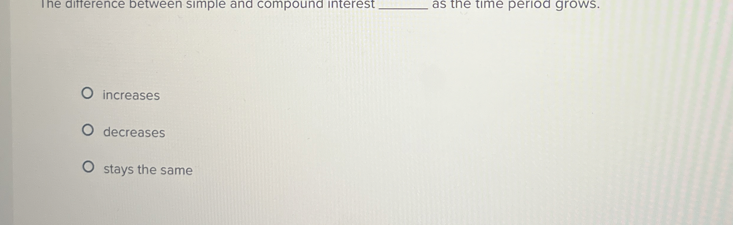  The difference between simple and compound interest as the time period