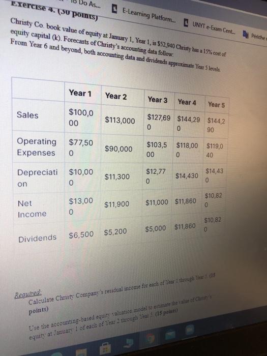  Lxercise 4. (30 points) Do As... E-Learning Platform... UNYT e-Exam Cent...
