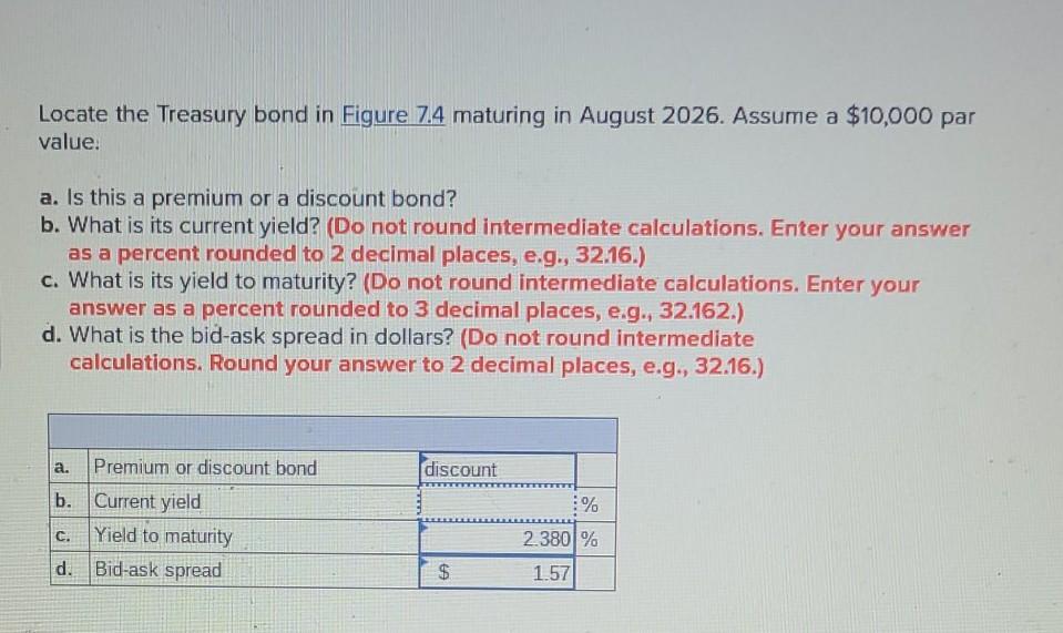 Old MathJax webview I need the current yield Locate the Treasury bond