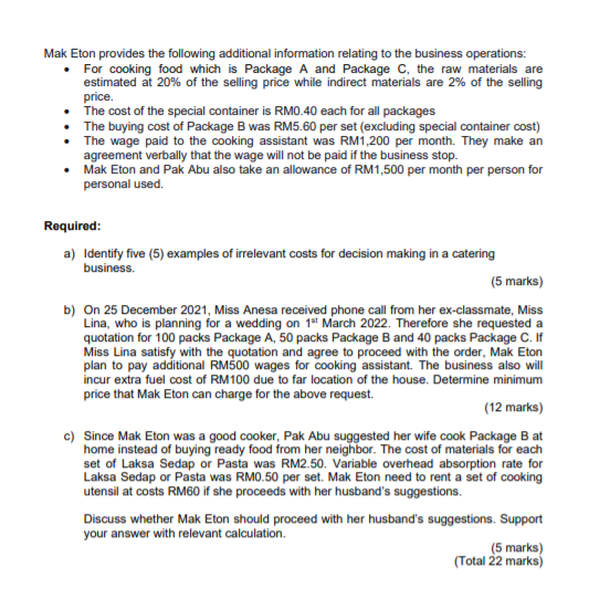 a home-based catering since May 2020 due to Covid 19 outbreak. Mak