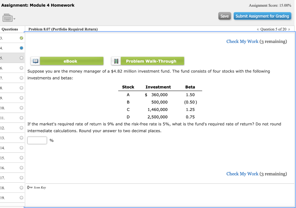  Assignment: Module 4 Homework Assignment Score: 15.00% Submit Assignment for Grading