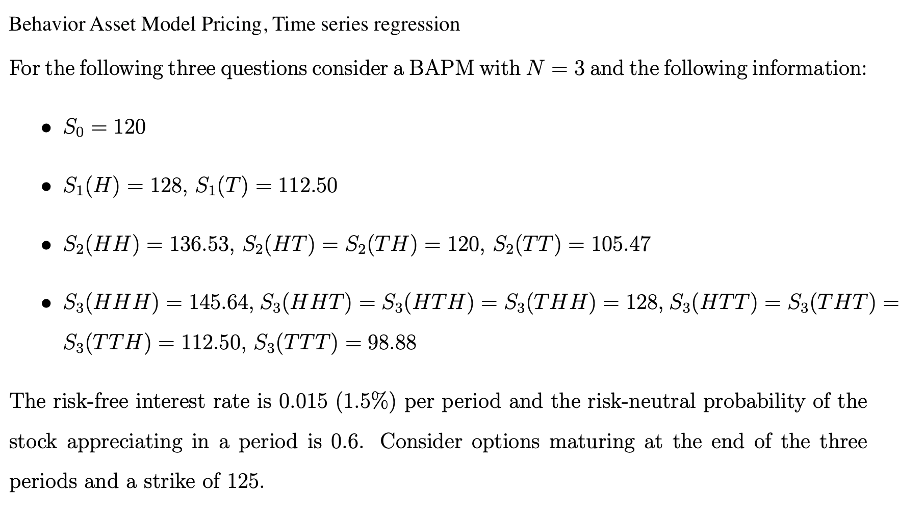 Behavior Asset Model Pricing, Time series regression For the following three