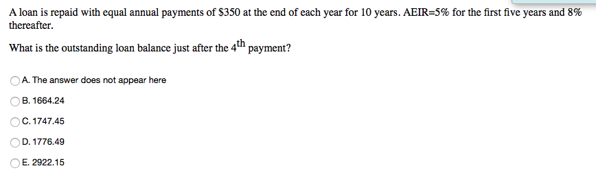 Please provide the full solution, thank you! A loan is repaid with