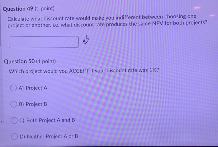 A and B. Project A costs $80,000 and generates cash flows of