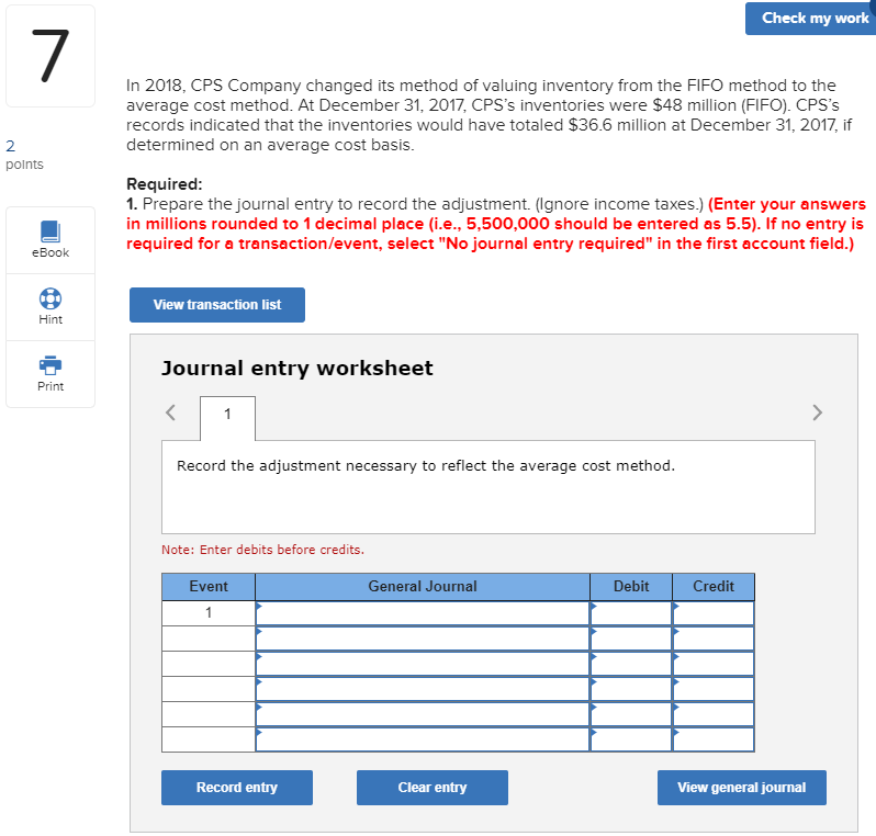  Check my work In 2018, CPS Company changed its method of