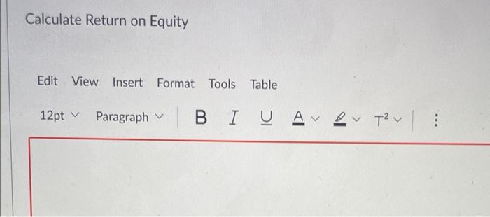  Calculate Return on Equity Edit View Insert Format Tools Table 12pt