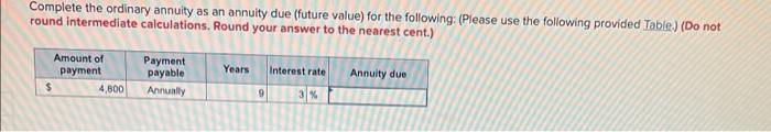 annuity. (Please use the following provided Table.) (Do not round intermediate calculations.