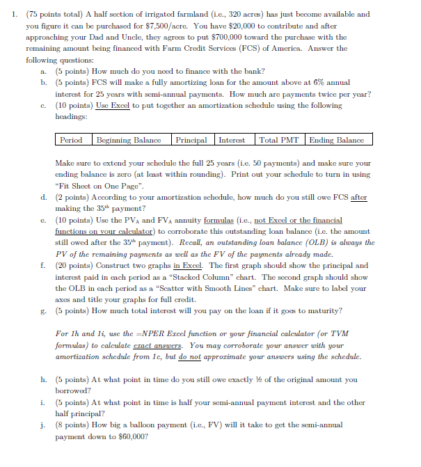  sub parts for a,b,c, d please 1. (75 points total) A