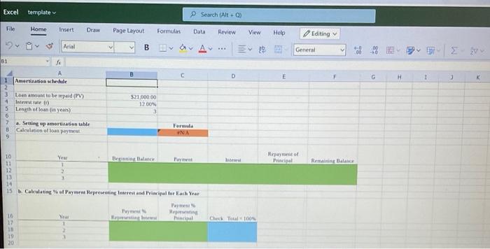  Excel template Search (Alt ) File Home Insert Draw Page Layout
