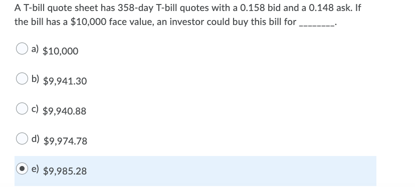 with 0.158 bid and a 0.148 ask. If the bill has a