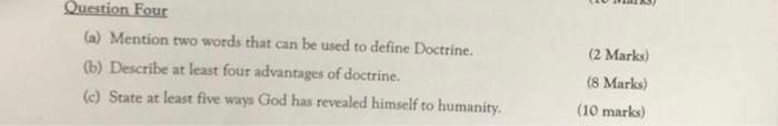  Question Four (a) Mention two words that can be used to