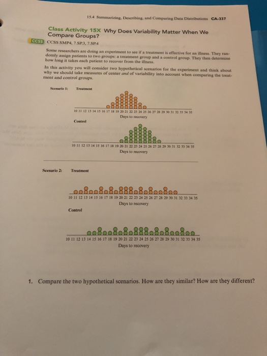  13.4 4 Summarizing, Describing, and Comparing Data Distributions CA-337 Class Activity