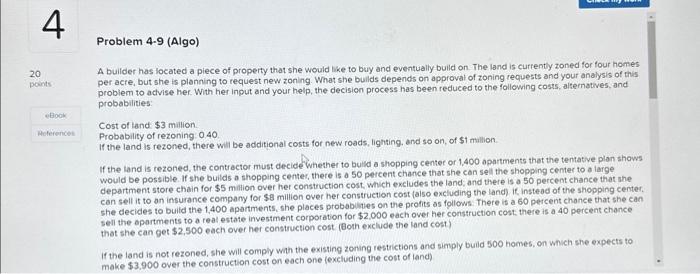  i just need the answer for wuestion e.) A builder has