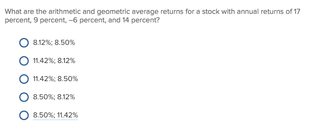 What are the arithmetic and geometric average returns for a stock