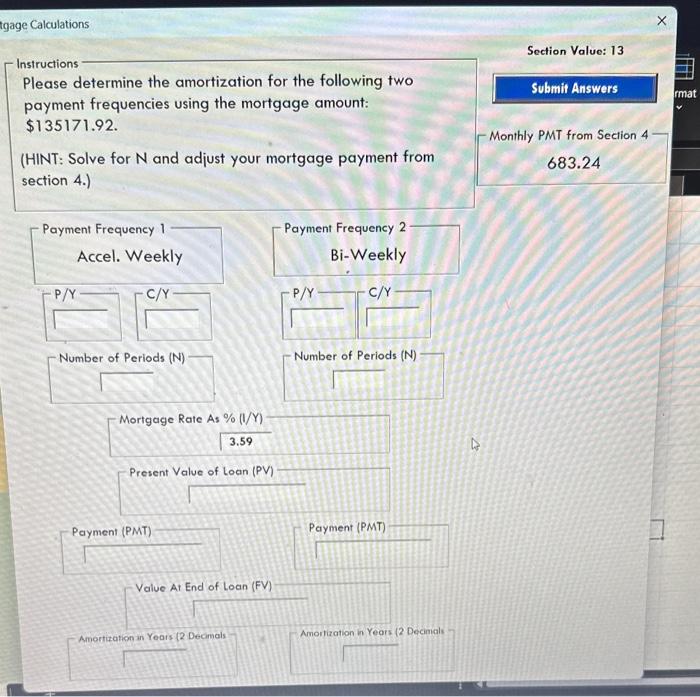  - Instructions Please determine the amortization for the following two payment
