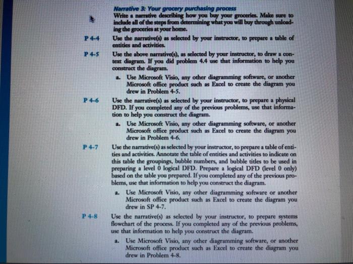 word (table of entities and activities ) 4-5 using visio for the