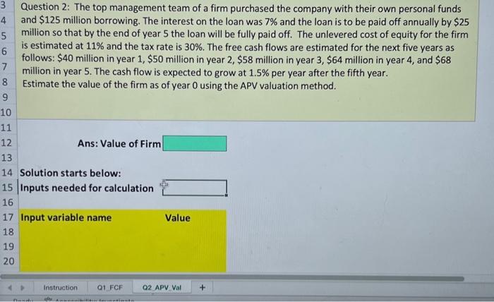 please help solve each section listed in excel with formulas! thank you!