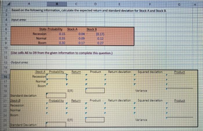in excel formulas please B D E F G H Based on
