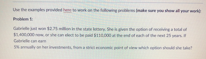  Use the examples provided here to work on the following problems