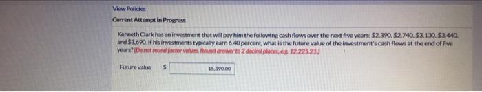  View Policies Current Attempt in Progress Kenneth Clark has an investment