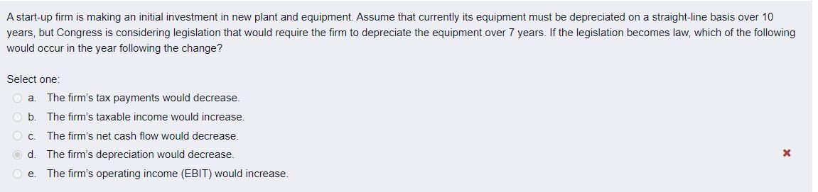 D is wrong. A start-up firm is making an initial investment