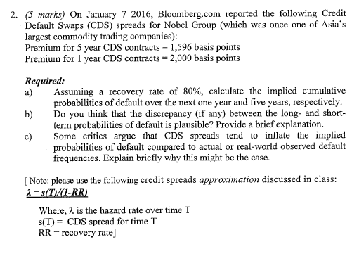 2. (5 marks) On January 7 2016, Bloomberg.com reported the following