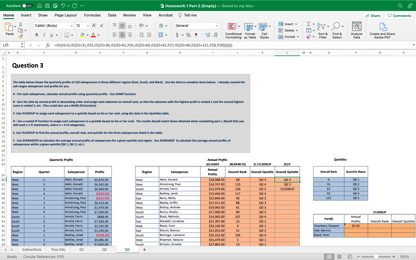 Start with column (D) to be worked on unless other cell data