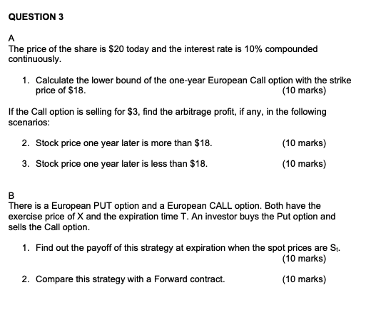  with clear and detailed calculation working presented. QUESTION 3 The price