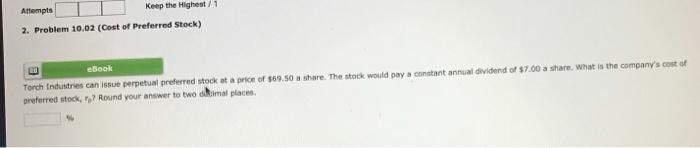  Attempts Keep the Highest / 1 2. Problem 10.02 (Cost of