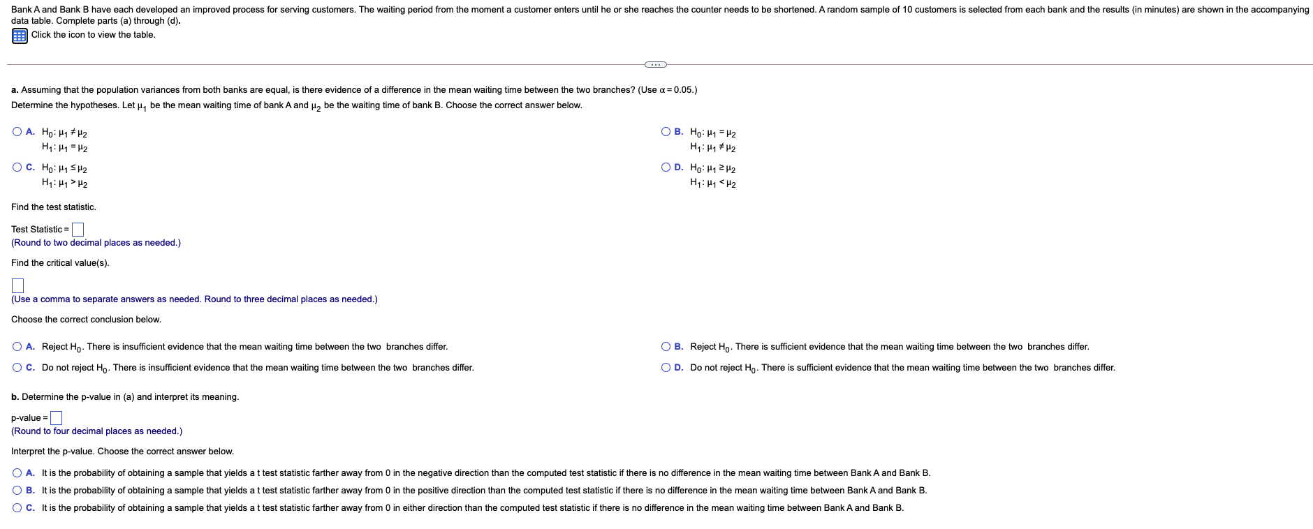 review and like! Data table n Bank B 3.83 Bank A 2.86