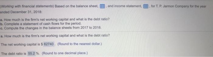 3missing boxes help Working with financial statements) Based on the balance sheet.