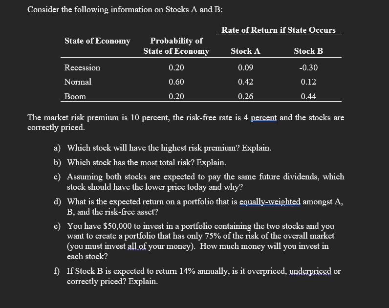 Can you solve questions - e and f ? Consider the following